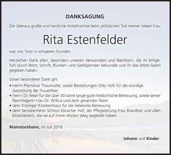 Anzeige von Rita Estenfelder von MGO