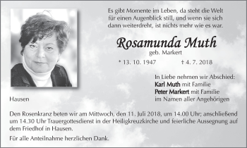 Anzeige von Rosamunda Muth von MGO