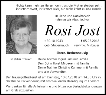 Anzeige von Rosi Jost von MGO