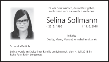 Anzeige von Selina Sollmann von MGO
