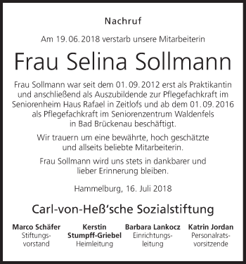 Anzeige von Selina Sollmann von MGO