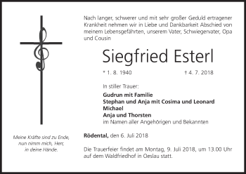 Anzeige von Siegfried Esterl von MGO
