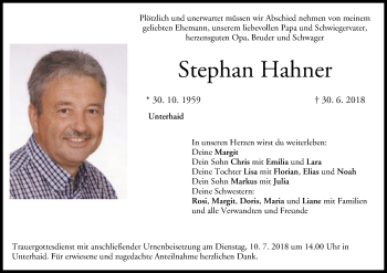 Anzeige von Stephan Hahner von MGO