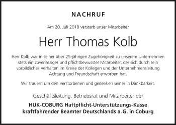 Anzeige von Thomas Kolb von MGO