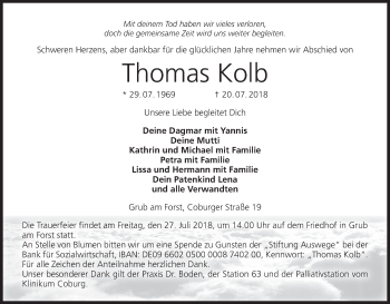 Anzeige von Thomas Kolb von MGO