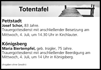 Anzeige von Totentafel vom 04.07.2018 von MGO
