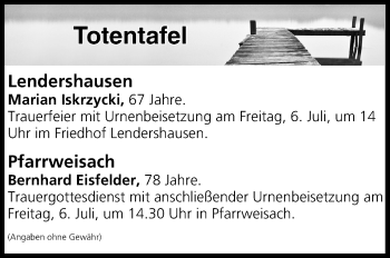 Anzeige von Totentafel vom 05.07.2018 von MGO