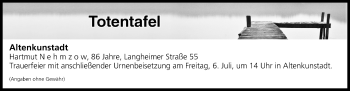 Anzeige von Totentafel vom 05.07.2018 von MGO