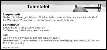 Anzeige von Totentafel vom 25.07.2018 von MGO