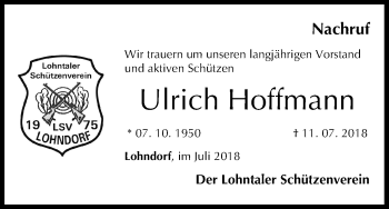 Anzeige von Ulrich Hoffmann von MGO