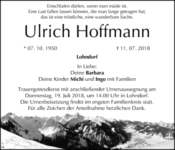 Anzeige von Ulrich Hoffmann von MGO