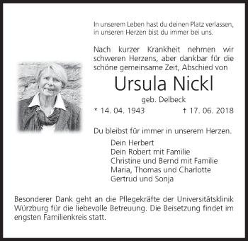 Anzeige von Ursula Nickl von MGO