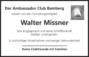 Anzeige von Walter Missner von MGO