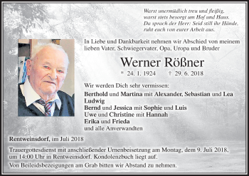Anzeige von Werner Rößner von MGO
