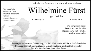 Anzeige von Wilhelmine Fürst von MGO