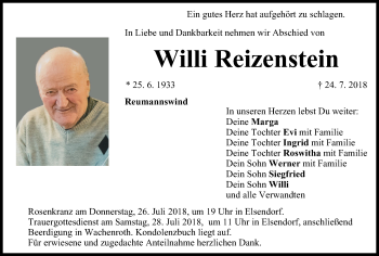 Anzeige von Willi Reizenstein von MGO