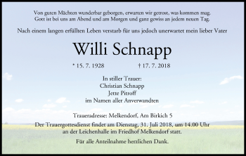 Anzeige von Willi Schnapp von MGO