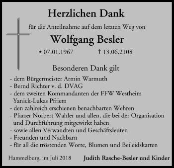 Anzeige von Wolfgang Besler von MGO