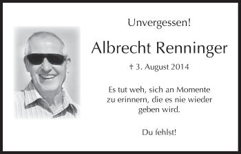 Anzeige von Albrecht Renninger von MGO