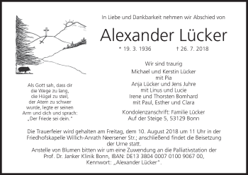 Anzeige von Alexander Lücker von MGO