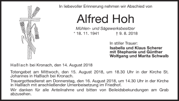 Anzeige von Alfred Hoh von MGO