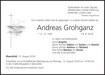 Anzeige von Andreas Grohganz von MGO