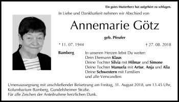 Anzeige von Annemarie Götz von MGO