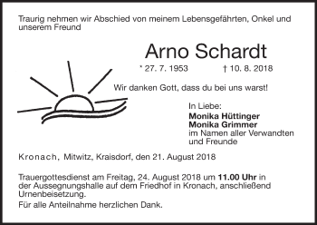 Anzeige von Arno Schardt von MGO