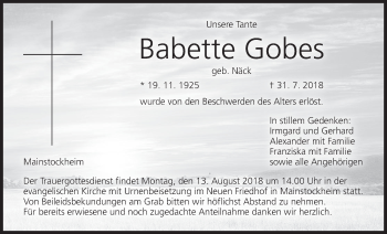 Anzeige von Babette Gobes von MGO