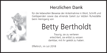 Anzeige von Betty Bertholdt von MGO