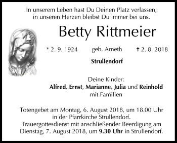 Anzeige von Betty Rittmeier von MGO