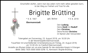 Anzeige von Brigitte Brütting von MGO
