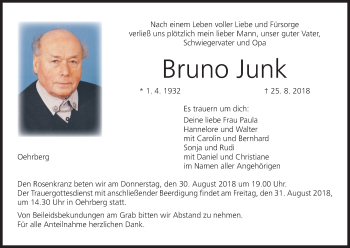 Anzeige von Bruno Junk von MGO