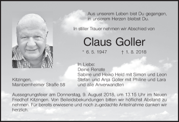 Anzeige von Claus Goller von MGO