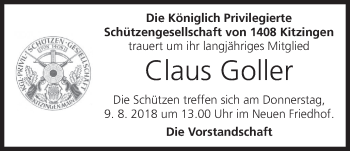 Anzeige von Claus Goller von MGO
