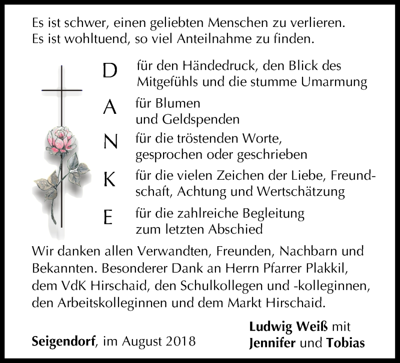  Traueranzeige für Danke   vom 18.08.2018 aus MGO