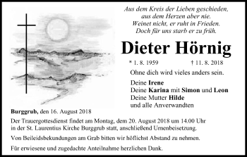 Anzeige von Dieter Hörnig von MGO