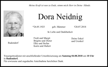 Anzeige von Dora Neidnig von MGO