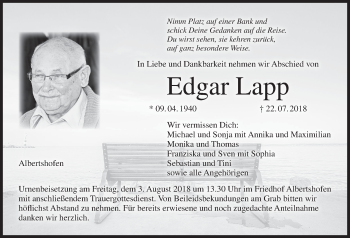 Anzeige von Edgar Lapp von MGO