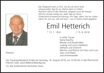 Anzeige von Emil Hetterich von MGO