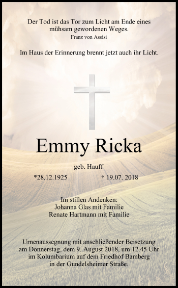 Anzeige von Emmy Ricka von MGO
