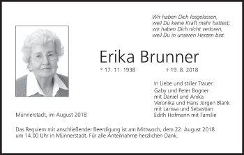 Anzeige von Erika Brunner von MGO