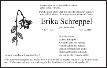 Anzeige von Erika Schreppel von MGO