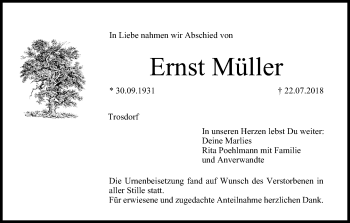 Anzeige von Ernst Müller von MGO