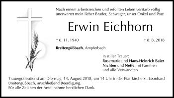 Anzeige von Erwin Eichhorn von MGO