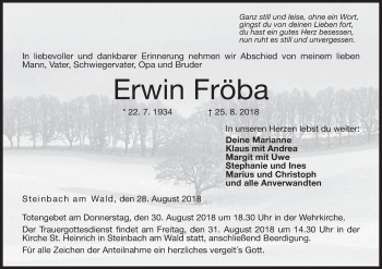 Anzeige von Erwin Fröba von MGO