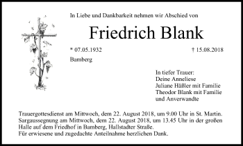 Anzeige von Friedrich Blank von MGO