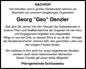Anzeige von Georg Denzler von MGO