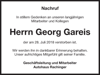 Anzeige von Georg Gareis von MGO