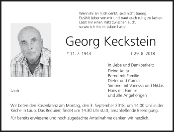 Anzeige von Georg Keckstein von MGO